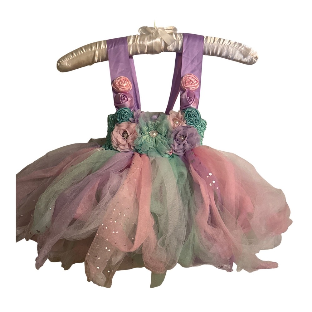 Handmade Tutu Dance Halloween Costume Pink Purple Roses Heart Toddler Girl's  3T